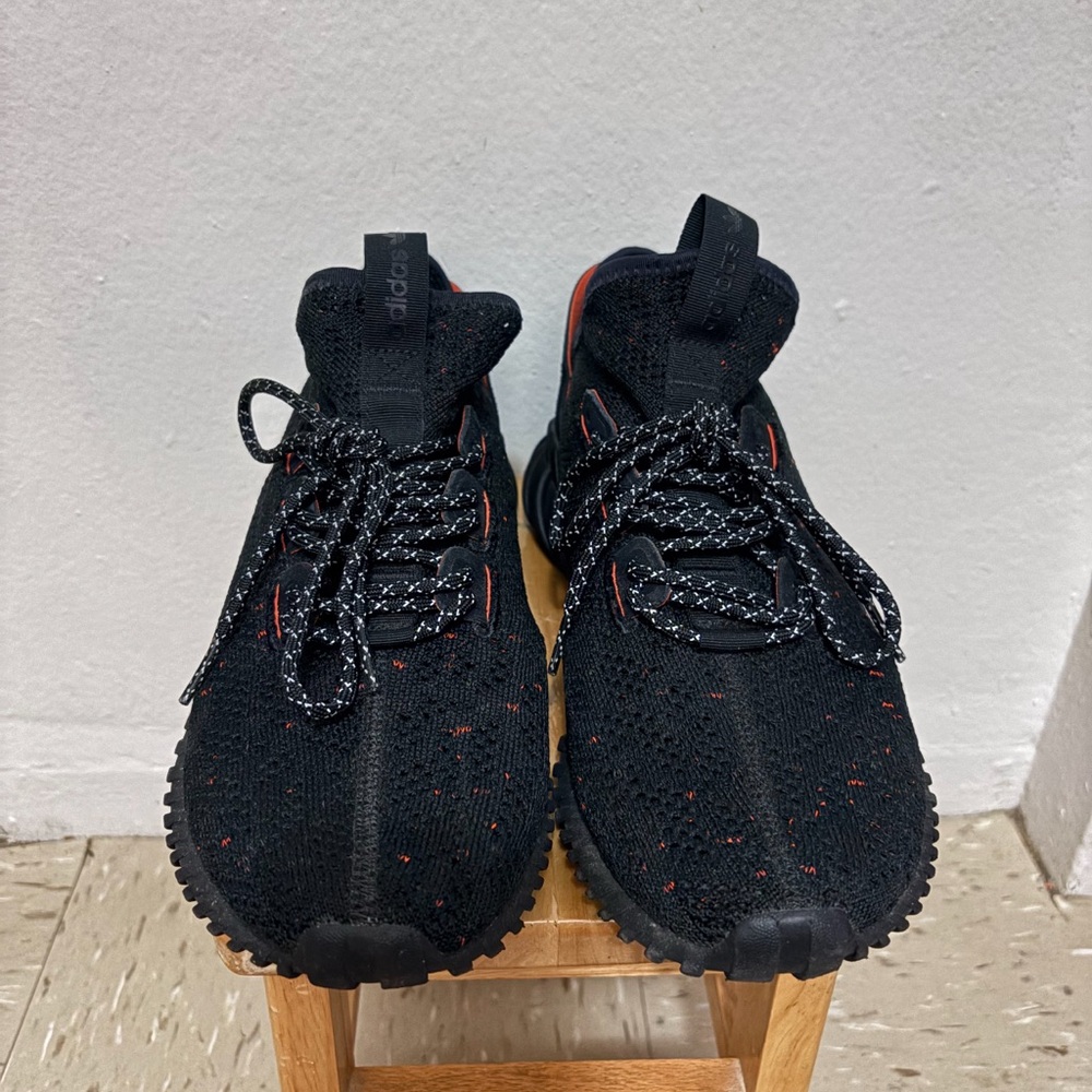 Adidas Black Knit Sneakers with Red Highlights